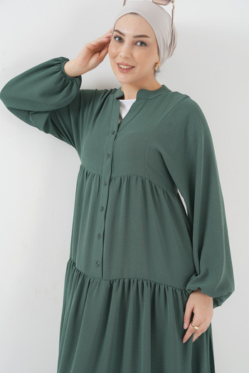 Bigdart 2423 Model Authentic Patterned Dress - Light Green