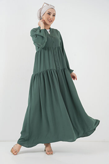 Bigdart 2423 Model Authentic Patterned Dress - Light Green