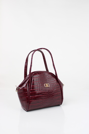 mossi Claret Red Crocodile Skin Look Black Women's Hand and Shoulder Bag
