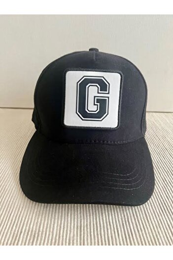 CosmoOutlet Чорна чоловіча кепка з літерою G, регульована ззаду, з наклейкою, 100% бавовна