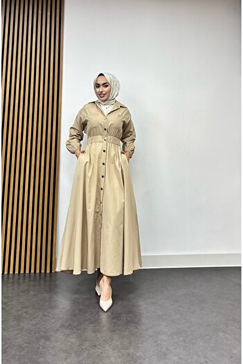 FREEMİH TEKSTİL Φόρεμα Hafsa με κουμπιά μανίκια με γιακά πουκάμισο