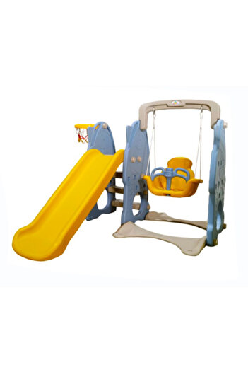 Babylove SLIDE AND SWING WITH BASKETBALL HOLE 190X160X120CM YELLOW 28-001-11Y