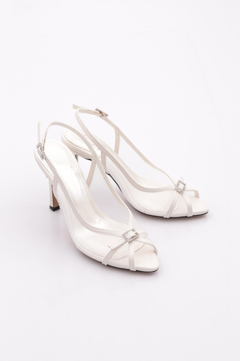 DGN Women's Stone Buckle Heeled Shoes Sedef Patent Leather 6861535