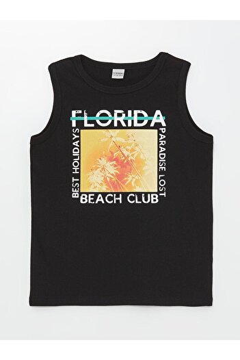 LC Waikiki Kids Black Crew Neck Printed Boys' Undershirt and Shorts