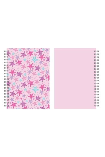 Panda Star Patterned Striped School Notebook - 160 Sheets with Spiral - A5 Size