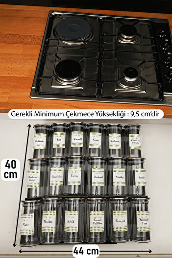 color house 18 Pcs 300ml Borosilicate Jars - Steel Lid, Spice Rack, Plexiglass Stand with 6 Pcs Stops (Black)