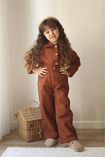 KOKOŞ BEBEK Girl's Wide Leg Flower Detailed Suit |   Between 3/6 Years