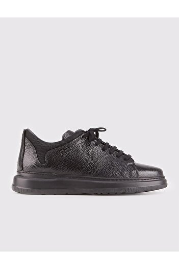 Cabani Black Genuine Leather Sneaker - Men's Sports Shoes, Lace-up