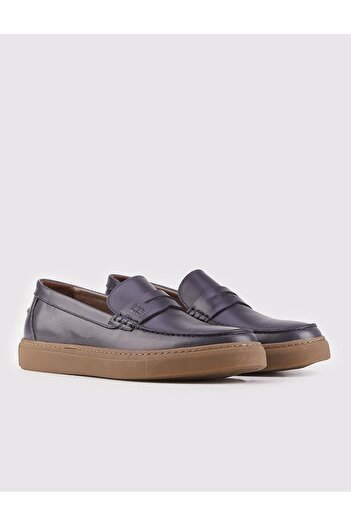 Cabani Ανδρικά παπούτσια Loafer από γνήσιο δέρμα Navy Blue