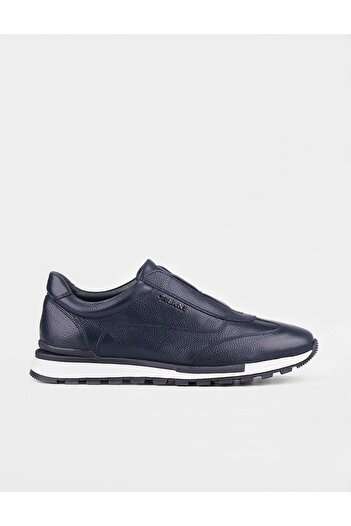 Cabani Genuine Leather White Sole Men's Navy Blue Sports Shoes