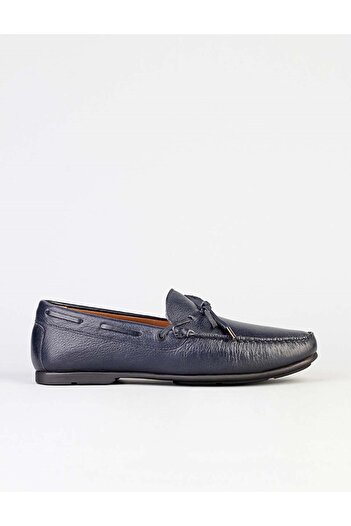 Cabani Genuine Leather Navy Blue Men's Casual Loafer Shoes