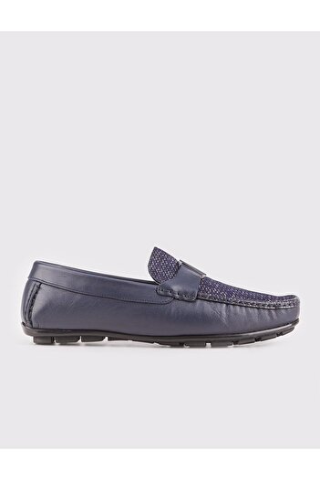 Cabani Ανδρικά παπούτσια από γνήσιο δέρμα Navy Blue με σόλα από καουτσούκ