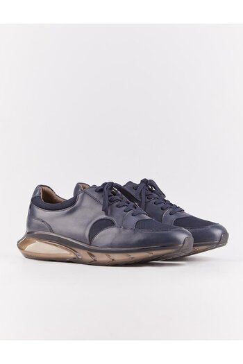 Cabani Genuine Leather Light Tpu Sole Navy Blue Lace-Up Men's Sports Shoes