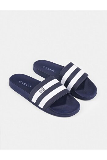 Cabani White Striped Navy Blue Men's Beach Slippers