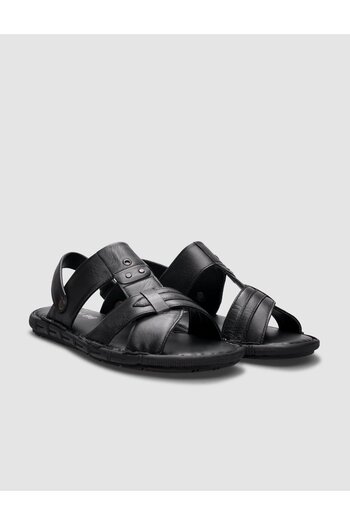 Cabani 100% Genuine Leather Black Men's Daily Sandals