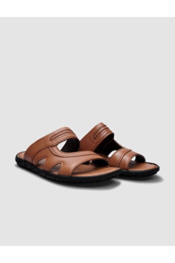 Cabani 100% Genuine Leather Tan Men's Casual Slippers