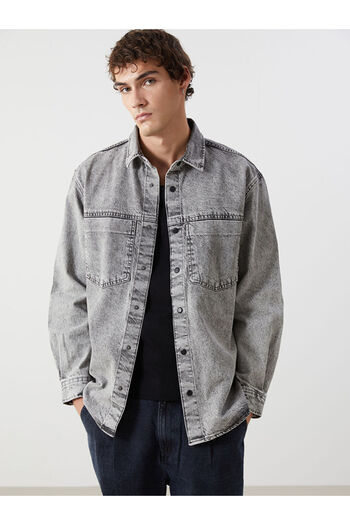 LC Waikiki LCW Jeans Зручний крій Довгі рукави Чоловіча джинсова сорочка