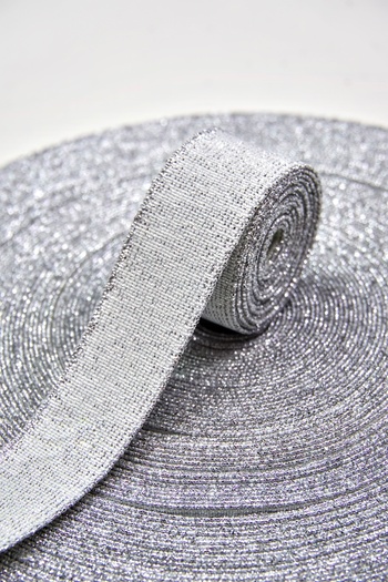 Dokumarkt Metallic & Glitter 2 cm Strength Flat Woven Rubber |   Women's Sandals & Ballerina Scarf
