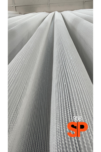 Vinaldi Ecru Fine Glitter, Thin Striped Non-Wrinkle, Non-Ironing Plain Tulle 1/3 Pleat