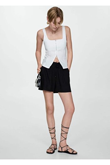 MANGO Woman Draped Tie Detailed Shorts