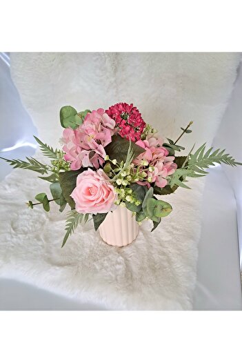 Flowersbymeral PEMBE ORTANCALI MASA  VAZOSU