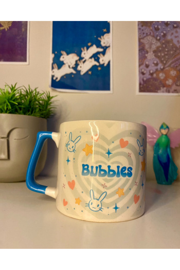westartic PowerPuff Girls - Bubbles Kalp Detaylı Kupa Bardak Kahve Fincanı