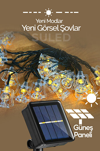 SULED Ramazan Kandil Işığı 20 Ledli Güneş Enerjili Dekoratif Led Süsleme Bahçe Balkon ve Süsleme Ledi