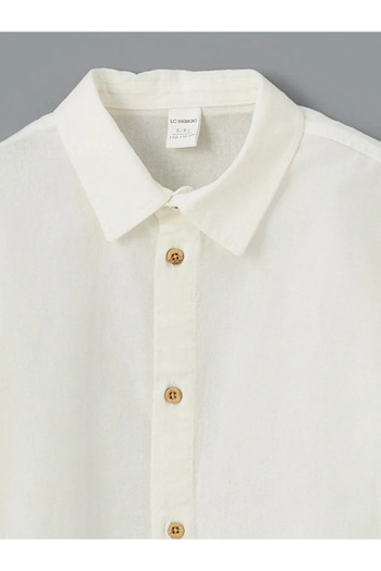 LC Waikiki Lcw Kids Ecru Basic Long Sleeve Boy's Shirt