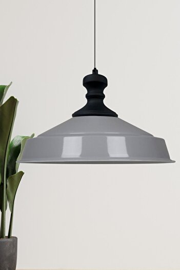 Bamyum Asletl-Knob Industrial Vintage Hängelampe  40 cm, Grau Metall Pendelleuchte