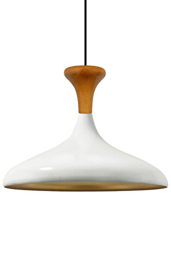 Bamyum Champion-Holz Industrial Vintage Hängelampe  35 cm, Weiß Metall Pendelleuchte