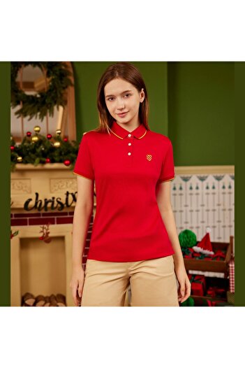 Giordano Women's Slim Fit Embroidery Bold Polo (Liquid Touch)
