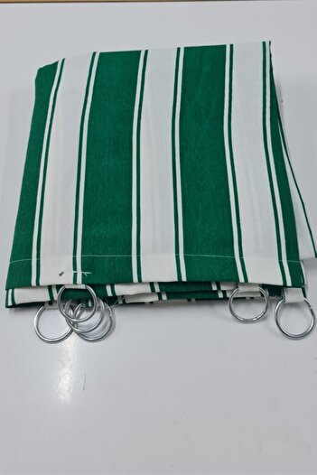 DEVRİM OLİVYA TEKSTİL Green-White Customized Planting Luxury Tarpaulin Balcony Curtain with Ring – with Width X Height Measure Options