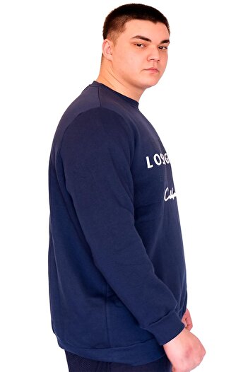 ModeXL Plus Size Crew Neck Men's Sweatshirt - Los Angeles U24561 Indigo
