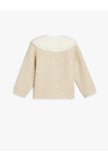 Koton Basic Knitwear Cardigan with Baby Collar and Button Detail