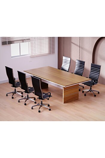 Mahmayi Zelda Conference Table | Office Conference cum Meeting Table, Natural Dijon Walnut_240cm
