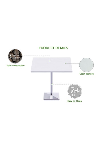 Mahmayi Bar Table Square Base 8 Seater Cocktail Bistro Table for Pub_White