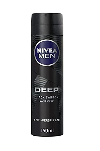 NIVEA Men's Deep Black Carbon Darkwood 48 H Deodorant Spray 150ml