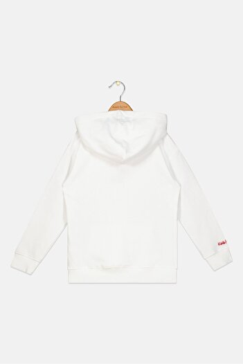 Keith Haring Kids Girl Hooded Neck Long Sleeve Graphic Sweatshirt, Off White