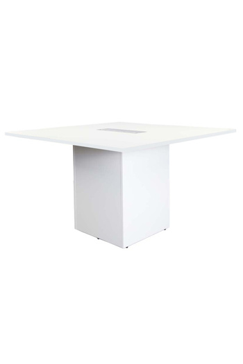 Mahmayi Projekt 7 Rec 120 Square Conference Table White Rectangular Desk with Aluminium Centre Cable Manager