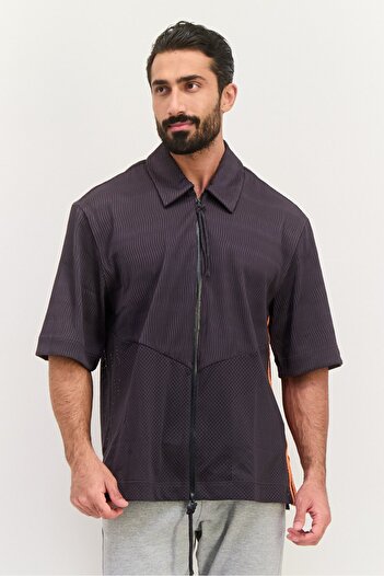 adidas Men Sportswear Fit Short Sleeves Outdoors Jacket, Dark Grey
