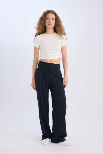 DeFacto Women's Canvas Trousers D4356Ax/Nv199 Navy