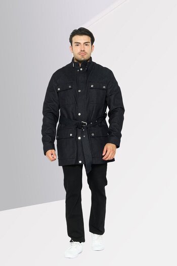 Michael Kors Men Plain Belted Denim Jackets, Dark Navy Blue