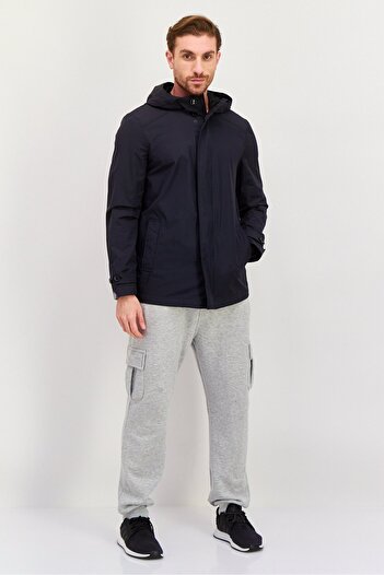 Geox Men Plain Parka Jacket, Navy Blue