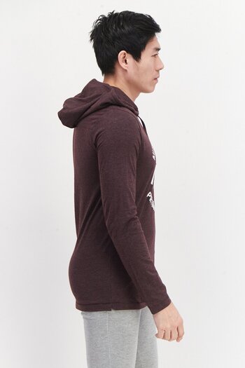 French Connection Men Hooded Long Sleeve Graphic T-Shirt, Burgundy Heather