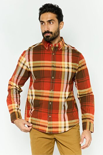 Gant Men Regular Fit Checkered Long Sleeves Dress Shirt, Multicolor