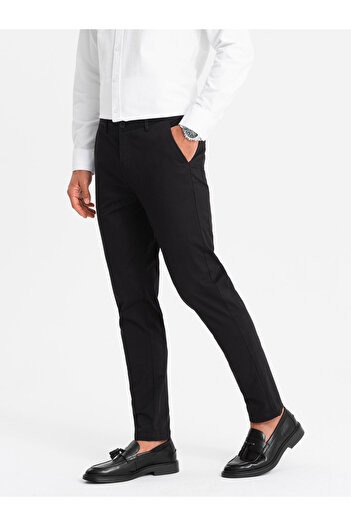 OMBRE Ανδρική στολή παντελόνι chinos REGULAR FIT - μαύρο V5 OM-PACP-0183 L