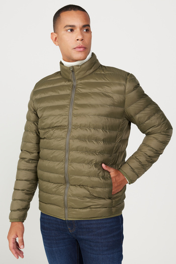AC&Co / Altınyıldız Classics Men's Khaki Standard Fit Regular Cut Stand Collar Coat