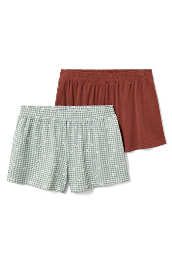 Tchibo Women Gingham Basic Shorts, Green