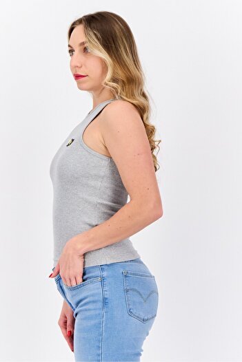 Lyle & Scott Women Round Neck Sleeveless Embroidered Logo Tank Top, Grey