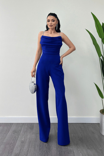 giyimmasalı Saks Blue Atlas Jumpsuit - Back Detail